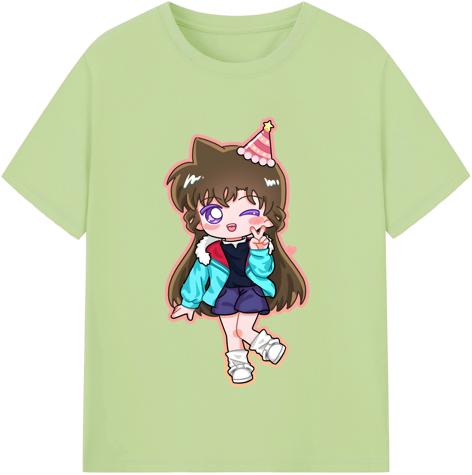 （画像用） 名探偵コナン 毛利 蘭 もうり らん、モーリ ラン Detective Conan Rachel Moore 綿100％半袖Tシャツ（フロントプリント）